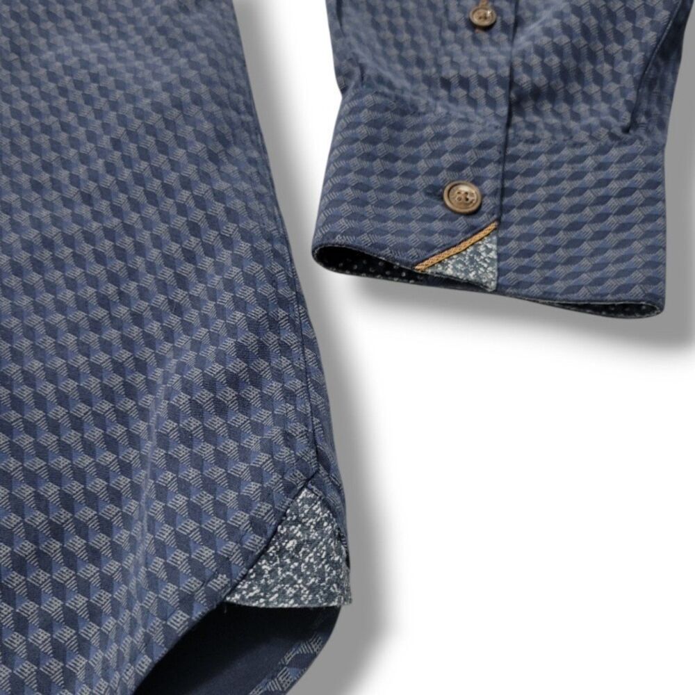 Ted Baker London Shirt Size 3 Dress Shirt Button Up Shirt Long Sleeve Geometric - Picture 5 of 8